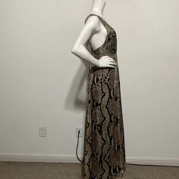 Mango Suit Snake Print V-Neck Cross Low Back Sleeveless Maxi Dress Size 10 - Picture 8 of 11
